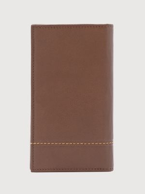 Mens Embossed Checkbook Wallet:Brown:One Size alternative view 3
