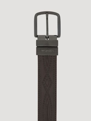 Men's Reversible Stitch Pattern Western Belt