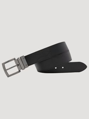 Men's Reversible Embossed Pattern Western Belt in Tan/Black alternative view