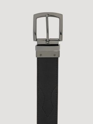 Men's Reversible Embossed Pattern Western Belt in Tan/Black alternative view 4