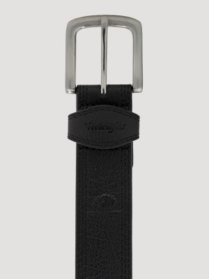 Men's Triple Stitch Bison Leather Belt in Black alternative view 2