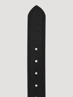 Men's Triple Stitch Bison Leather Belt in Black alternative view 3