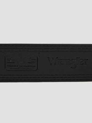 Men's Triple Stitch Bison Leather Belt in Black alternative view 4