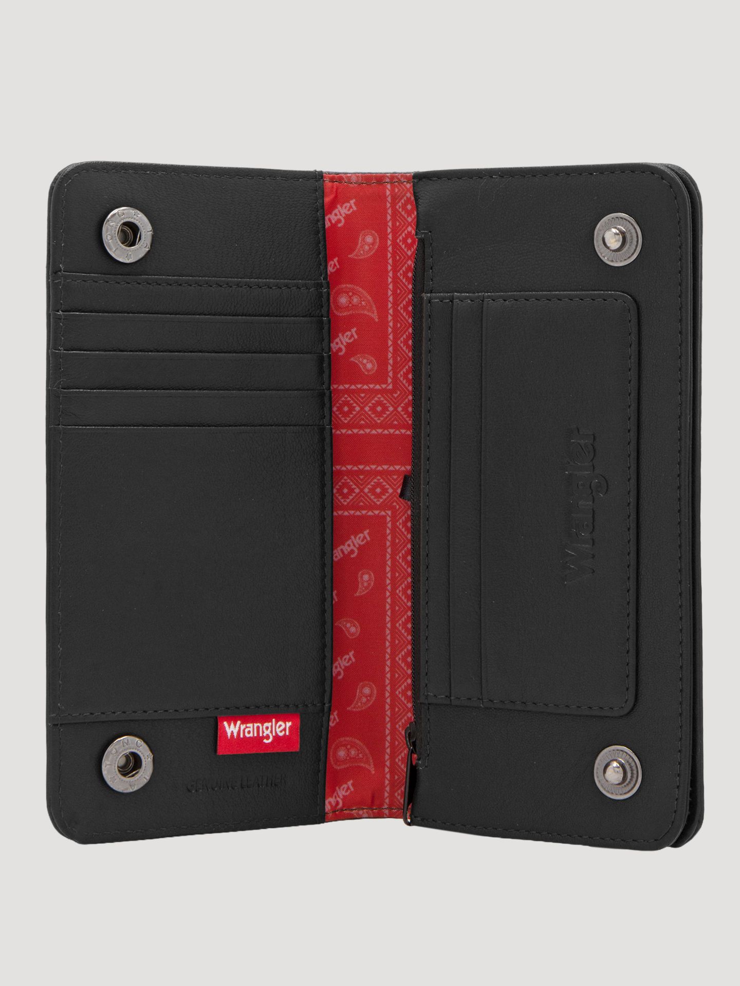 Мужской кошелёк Wrangler Embossed Steer Head Chain Wallet, цвет: Чёрный — фото 3