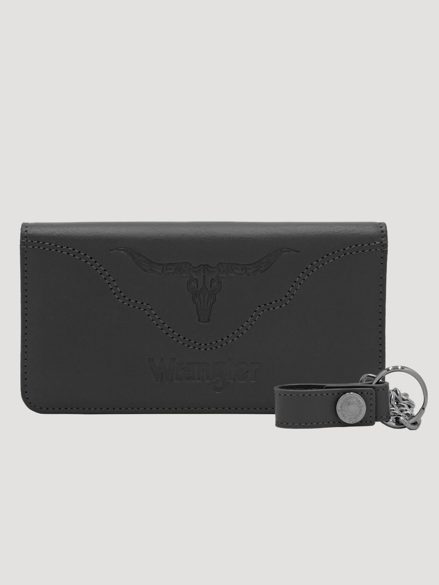 Мужской кошелёк Wrangler Embossed Steer Head Chain Wallet, цвет: Чёрный — фото 1