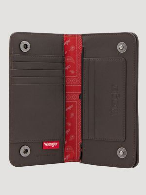Mens Embossed Steer Head Chain Wallet:Chocolate:One Size alternative view 2