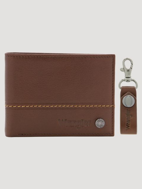 Мужские аксессуары Wrangler Men's Slim Wallet & Key Fob Set