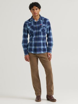 Men's Slim Fit Plaid Shirt in Blue Depths