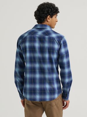 Men's Slim Fit Plaid Shirt in Blue Depths