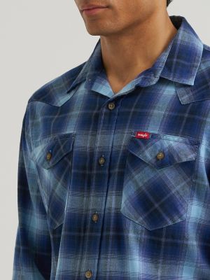 Men's Slim Fit Plaid Shirt in Blue Depths