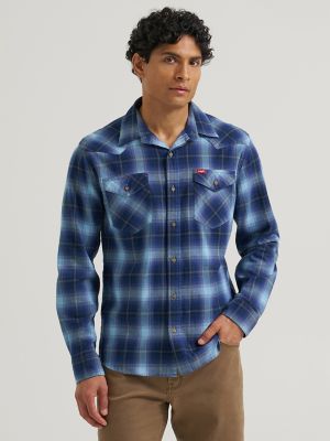 Men's Slim Fit Plaid Shirt in Blue Depths