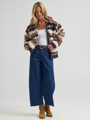 Women&rsquo;s Denim Sherpa Fair Isle Jacket