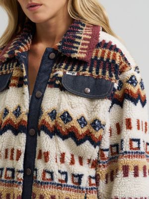 Women&rsquo;s Denim Sherpa Fair Isle Jacket