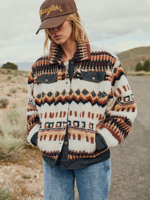 Women&rsquo;s Denim Sherpa Fair Isle Jacket