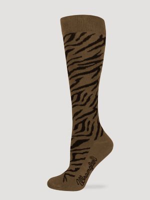 Womens Zebra Knee High Socks 3 Pack:Blue/Grey/Brown:One Size alternative view 3