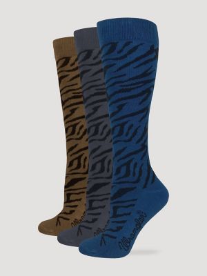 Women's Zebra Knee High Socks (3-Pack)