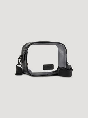 Clear Cross Body Stadium Bag in Black