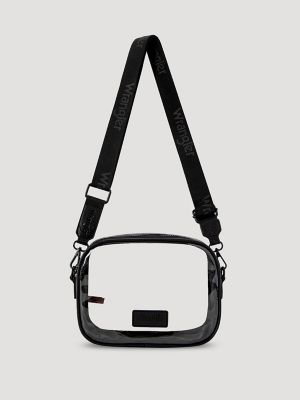 Clear Cross Body Stadium Bag in Black