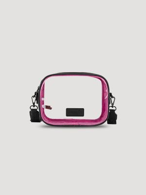 Clear Cross Body Stadium Bag in Black/Pink