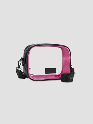 Clear Cross Body Stadium Bag in Black/Pink
