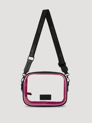 Clear Cross Body Stadium Bag in Black/Pink