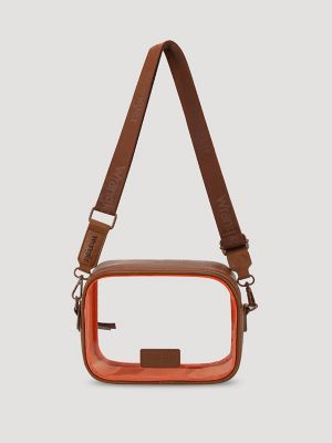 Clear Cross Body Stadium Bag:Brown:One Size main view