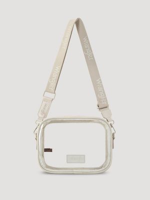 Clear Cross Body Stadium Bag:Beige:One Size main view