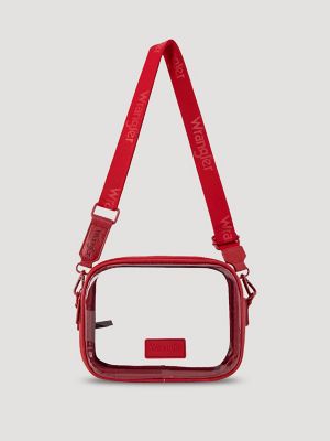 Clear Cross Body Stadium Bag:Red:One Size main view
