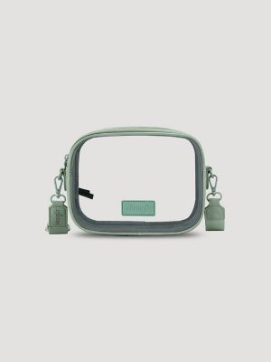 Clear Cross Body Stadium Bag in Green