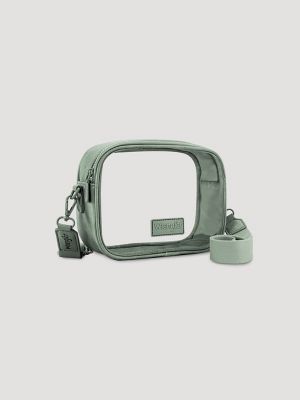 Clear Cross Body Stadium Bag in Green