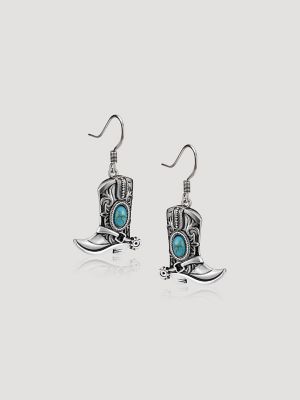 Silver Boot Pendant Necklace with Earring Set