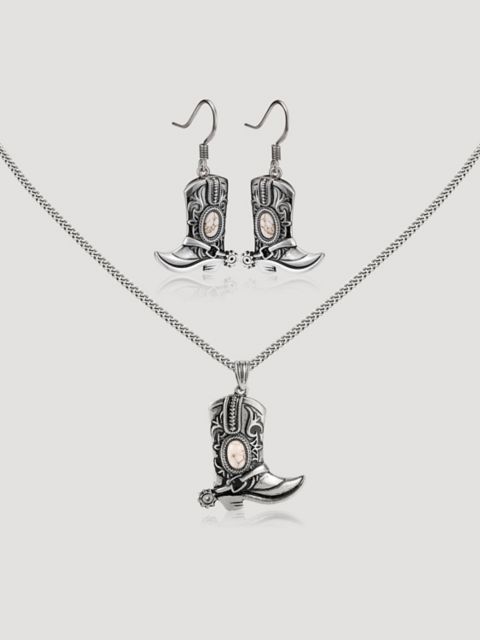 Женские ботинки Wrangler Silver Boot Pendant Necklace with Earring Set