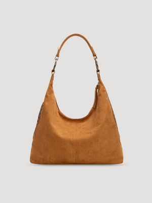 Suede Boho Bag with Cosmetic Case:Brown:One Size alternative view