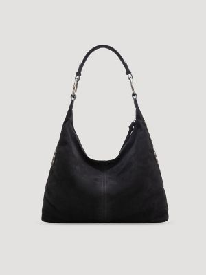 Suede Boho Bag with Cosmetic Case:Black:One Size alternative view