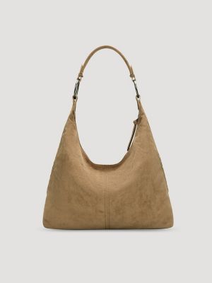 Suede Boho Bag with Cosmetic Case:Khaki:One Size alternative view