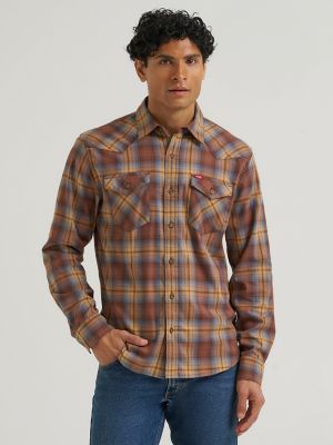 Men's Slim Fit Plaid Shirt in Chestnut Blue