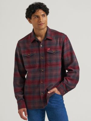 Men's Blanket Flannel Overshirt in Cabernet