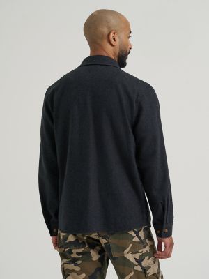 Men's Blanket Flannel Overshirt in Jet Black Heather