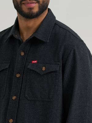 Men's Blanket Flannel Overshirt in Jet Black Heather