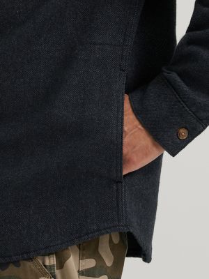 Men's Blanket Flannel Overshirt in Jet Black Heather