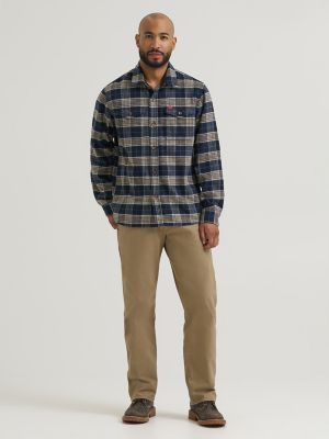 Men's Blanket Flannel Overshirt in Dark Sapphire Khaki