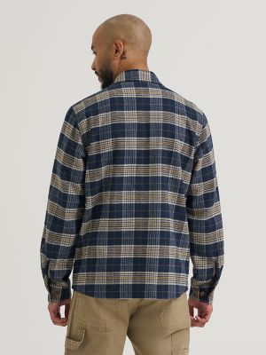 Men's Blanket Flannel Overshirt in Dark Sapphire Khaki