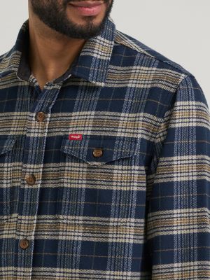 Men's Blanket Flannel Overshirt in Dark Sapphire Khaki