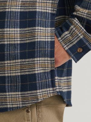 Men's Blanket Flannel Overshirt in Dark Sapphire Khaki