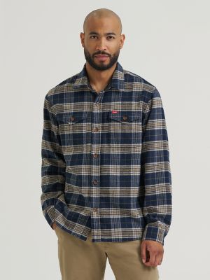Men's Blanket Flannel Overshirt in Dark Sapphire Khaki