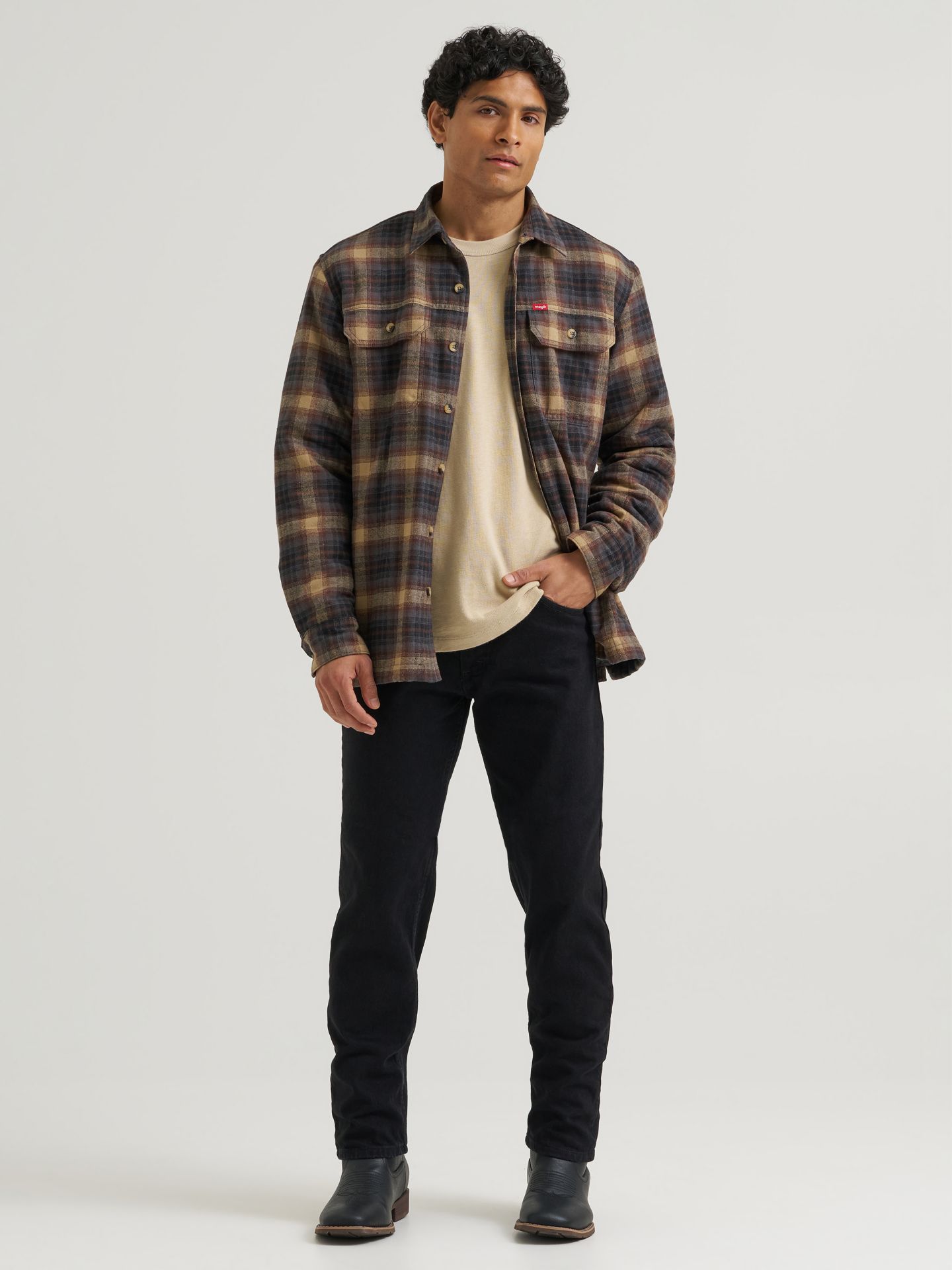 Мужская куртка Wrangler Ridgeline Heavyweight Shirt Jacket, цвет: Асфальтовый дубовый — фото 2