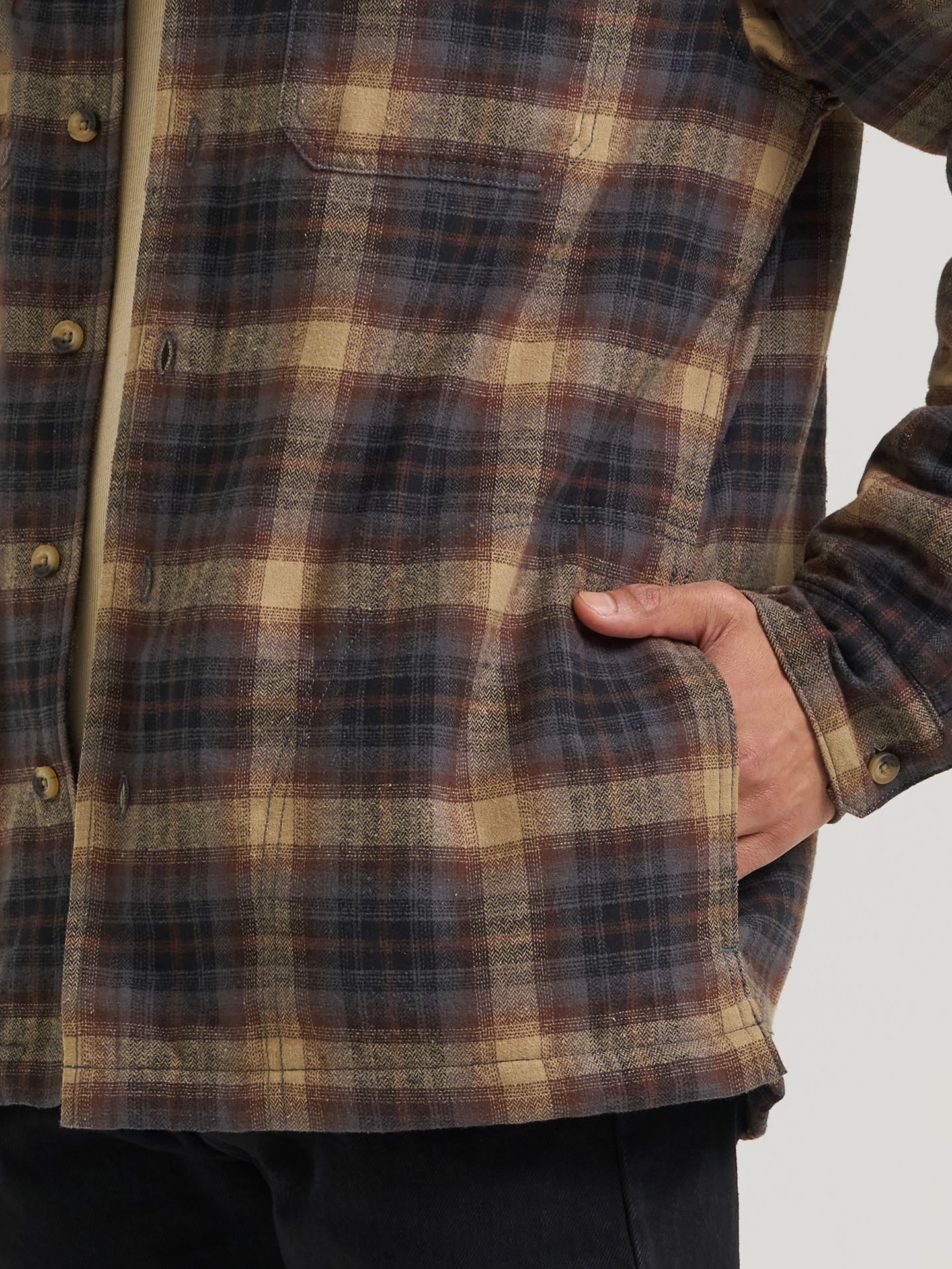 Мужская куртка Wrangler Ridgeline Heavyweight Shirt Jacket, цвет: Асфальтовый дубовый — фото 5
