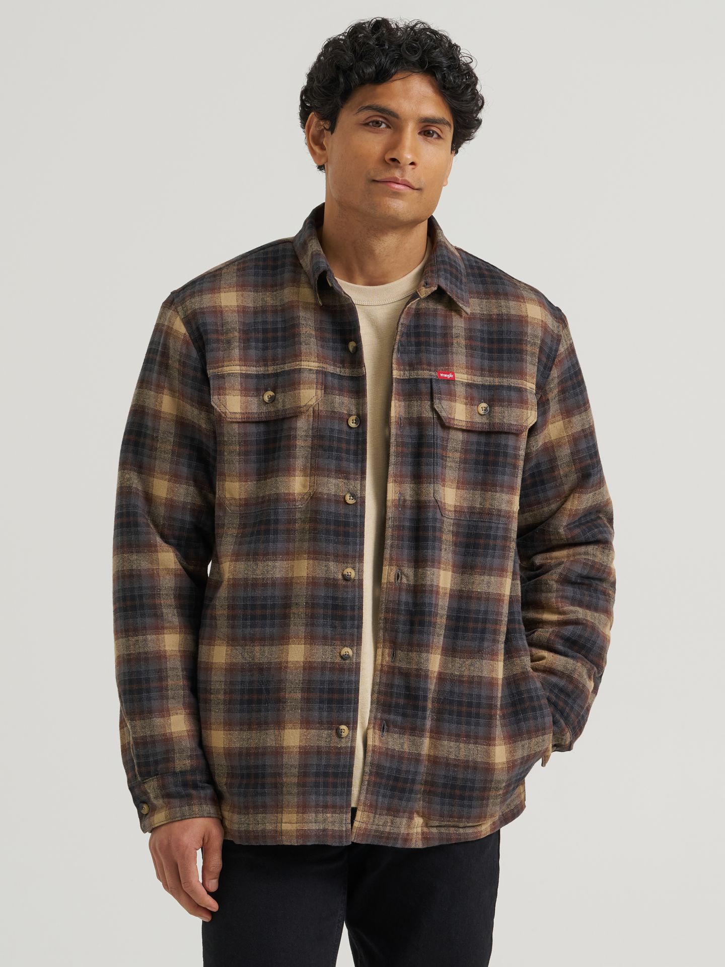 Мужская куртка Wrangler Ridgeline Heavyweight Shirt Jacket, цвет: Асфальтовый дубовый — фото 1