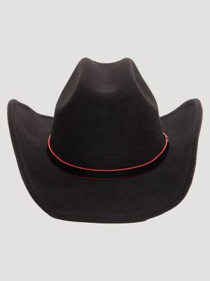 Men's Red Edge Trim Faux Wool Cowboy Hat