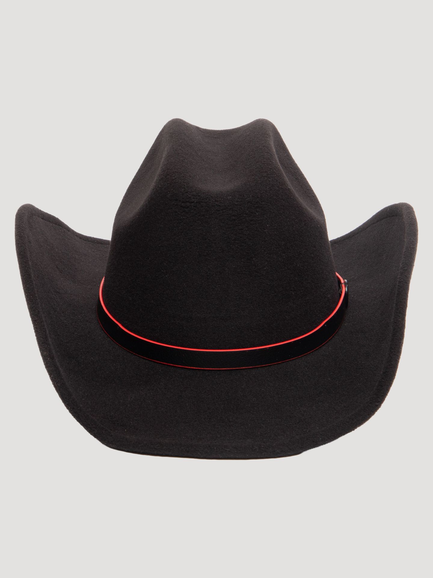 Мужской головной убор Wrangler Red Edge Trim Faux Wool Cowboy Hat, цвет: Чёрный — фото 2